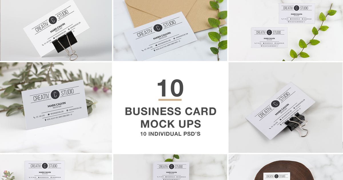 优雅场景背景企业名片设计效果图素材库精选模板 Business Card series Mock Up插图