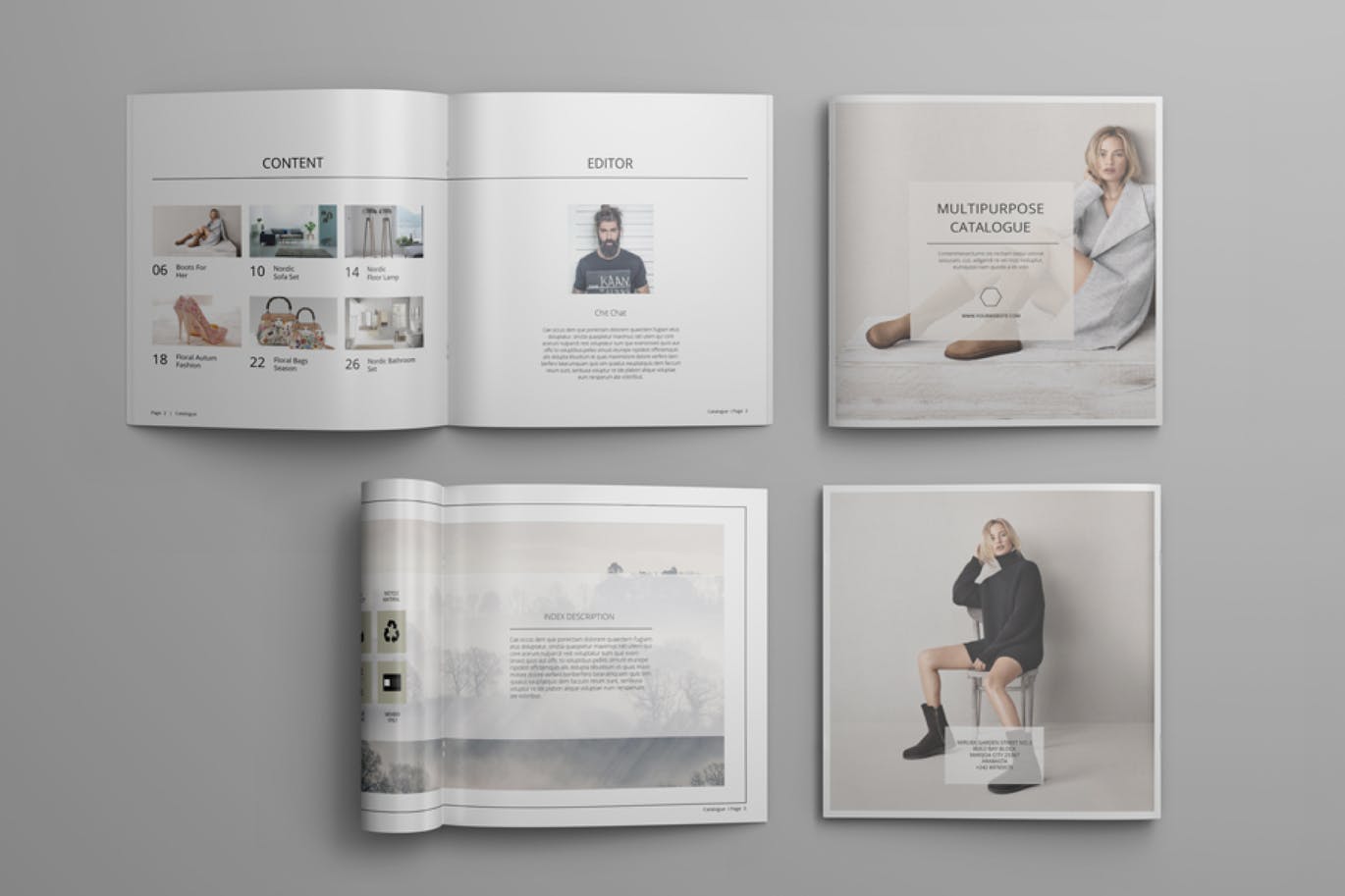 方形多用途产品目录设计模板v4 Square Catalogue Template Vol. 4插图