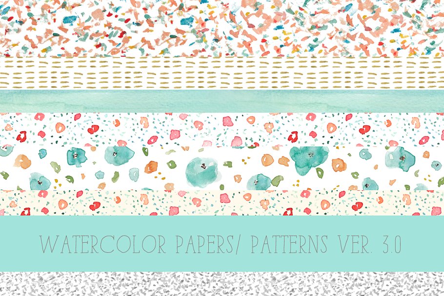 水彩碎花花瓣图形纹理 Watercolor Patterns 3.0插图