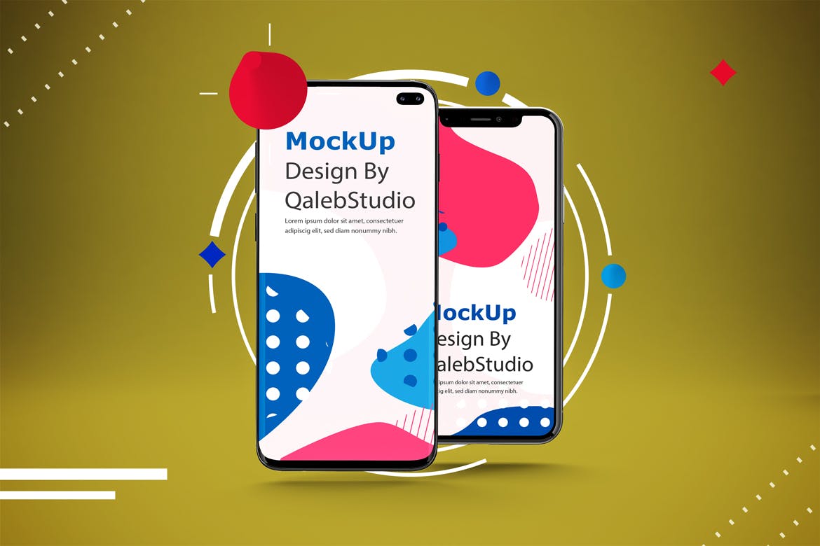 抽象背景iOS/Android手机样机模板 Abstract IOS & Android插图(4)