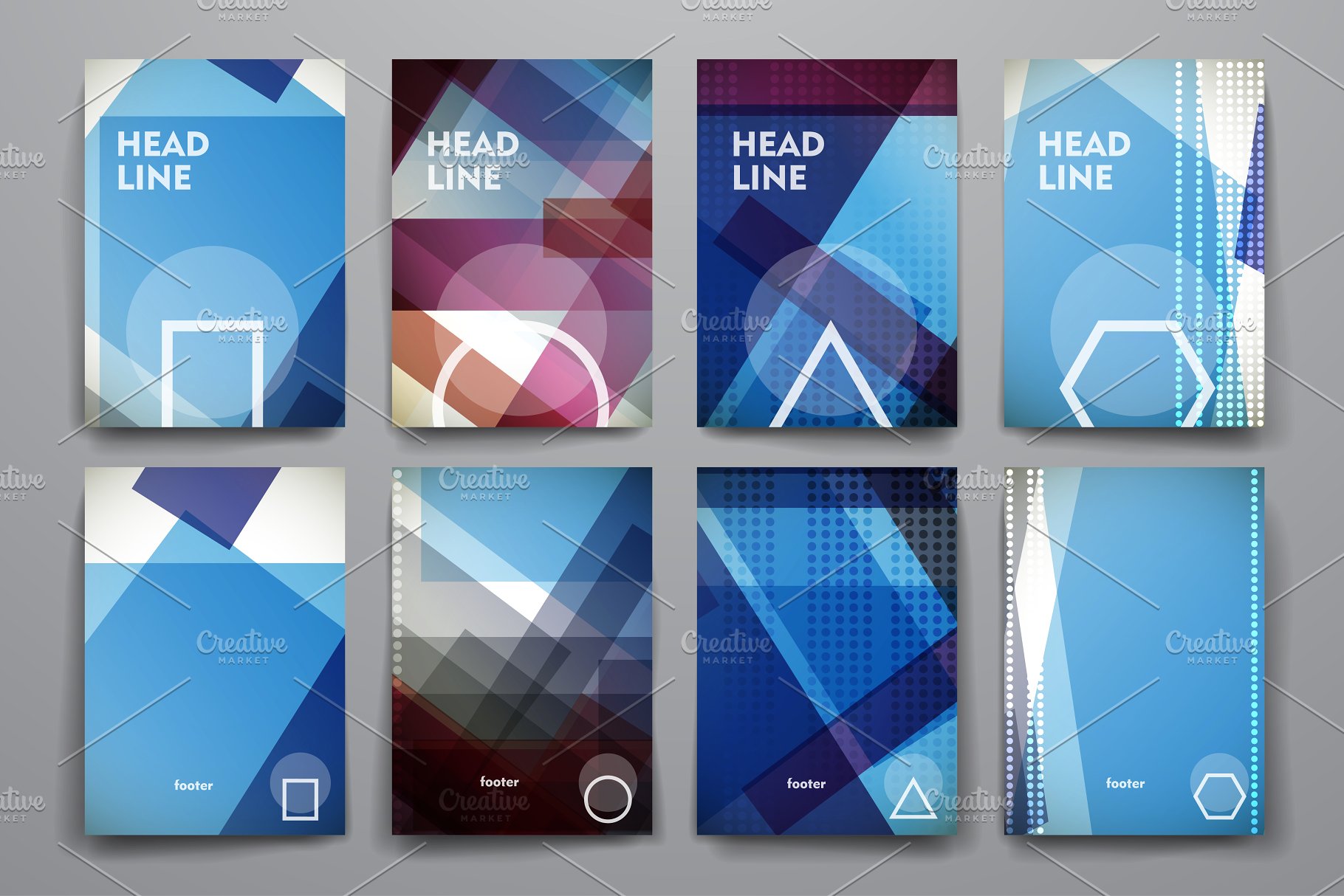 3套多用途抽象图形小册子模板 Set of Beautiful Brochures插图(1)