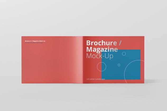 横版企业画册/宣传册/折页传单封面设计图样机素材库精选 US Letter Landscape Brochure / Magazine Mock-Up插图(2)