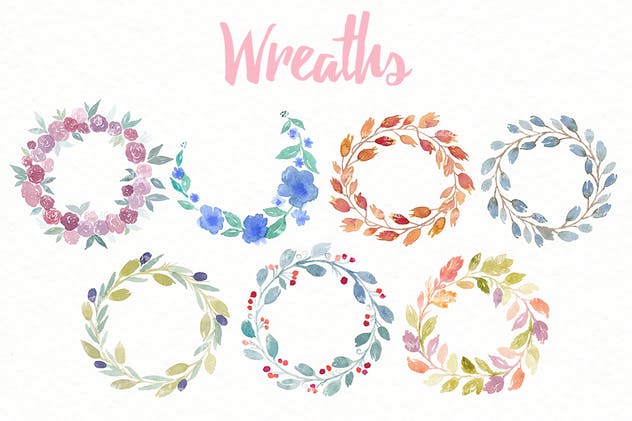 30款花卉&叶子水彩插画合集 Floral Watercolor Collection插图(3)