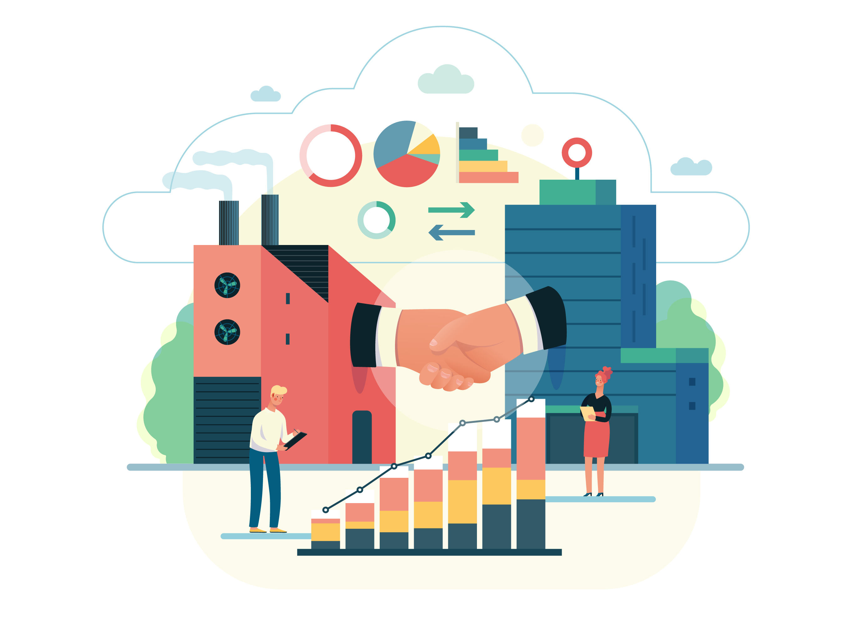 互联网多种商业业务概念扁平化插画下载[Ai]插图(1)