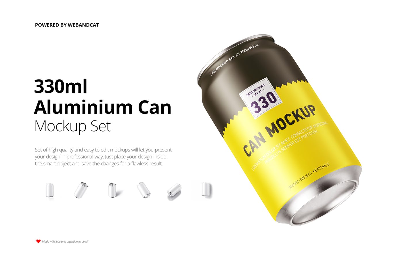 330ML容量易拉罐头外观设计样机模板 330ml Can Mock-up插图