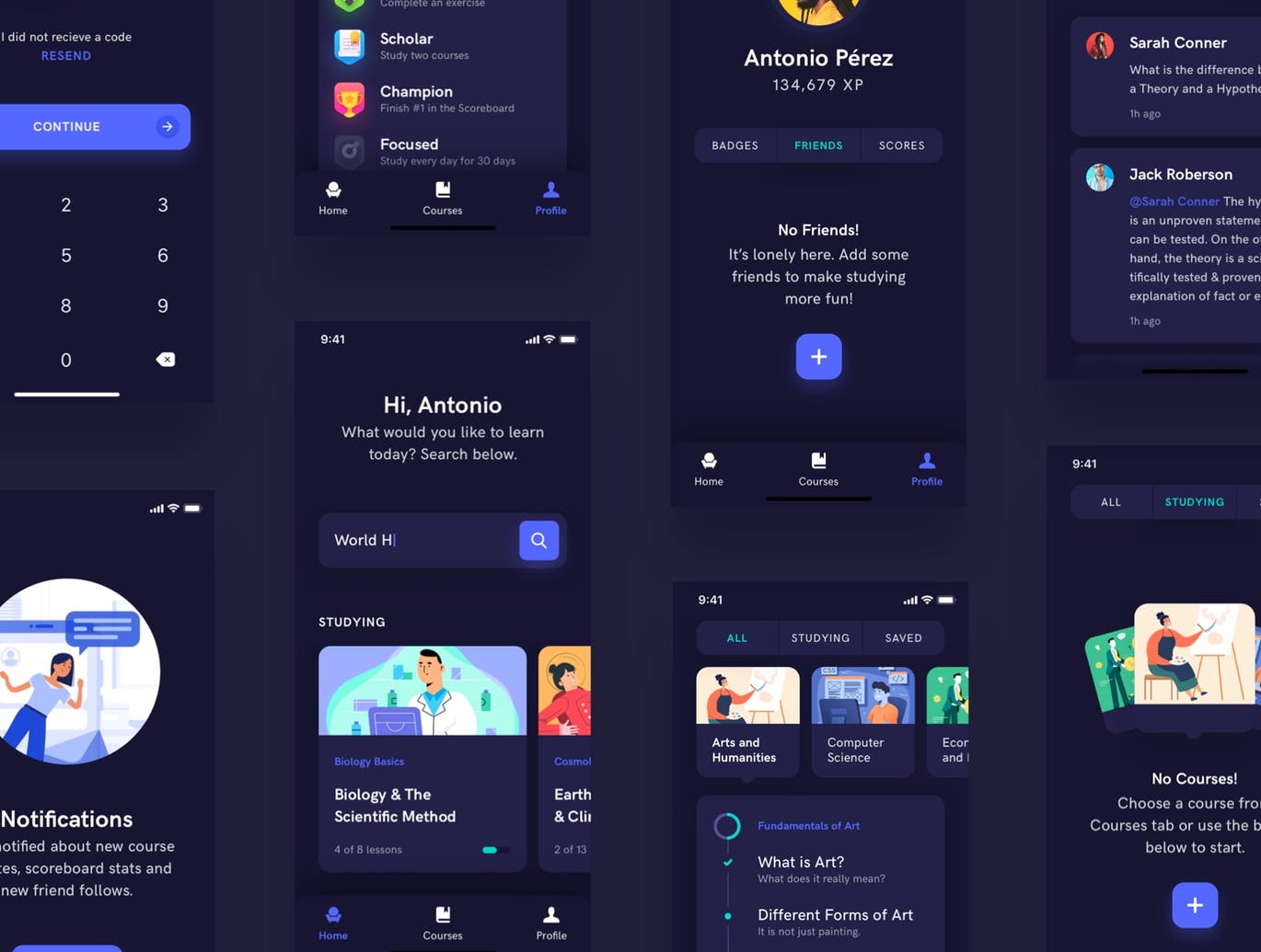 在线教育APP应用用户交互界面设计套件 Estudio – Educational Mobile App UI插图(6)