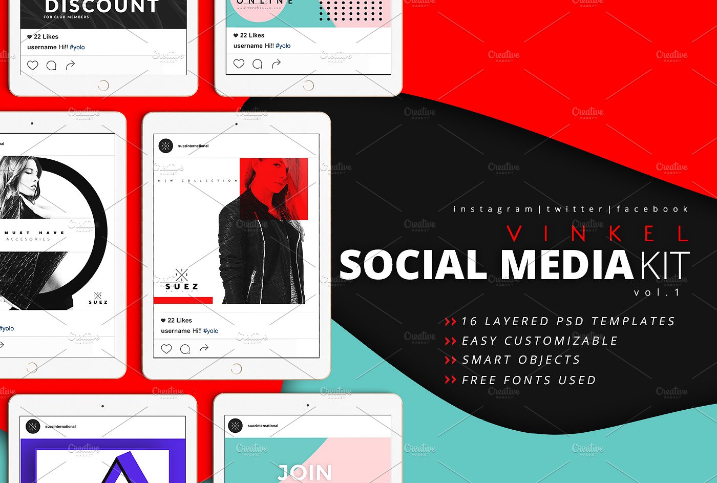 社交媒体主题 UI 界面设计素材包 Vinkel Social Media Kit插图