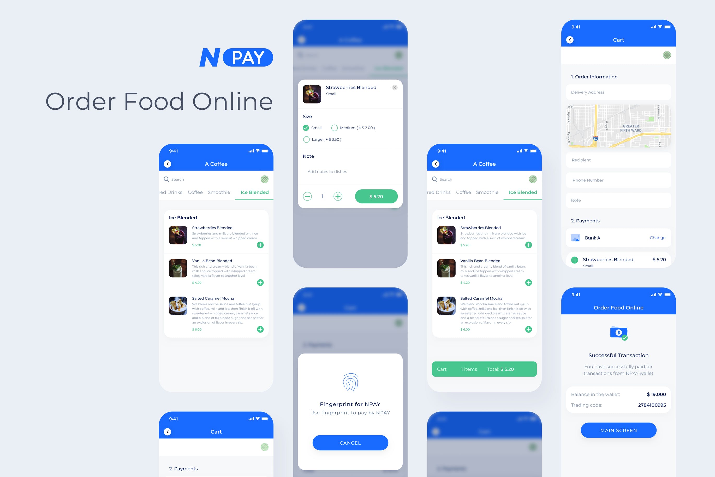 电子钱包APP应用UI设计之外卖下单界面设计模板 Order Food Online – Wallet Mobile UI – N插图