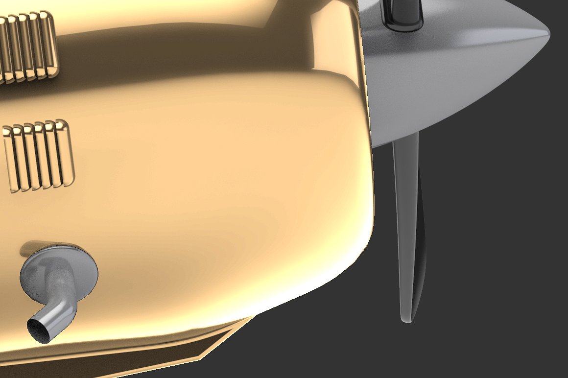 金色怀旧特技飞机机身花纹设计展示模型插图(7)