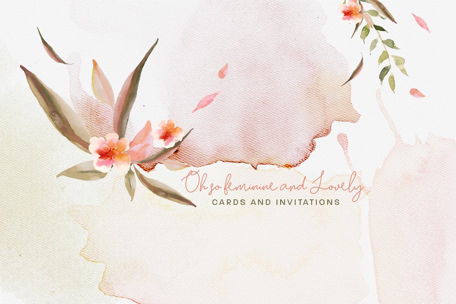 水彩花卉剪贴画合集[对象、花环&纹理] Falling Watercolor Clipart Bundle插图(6)