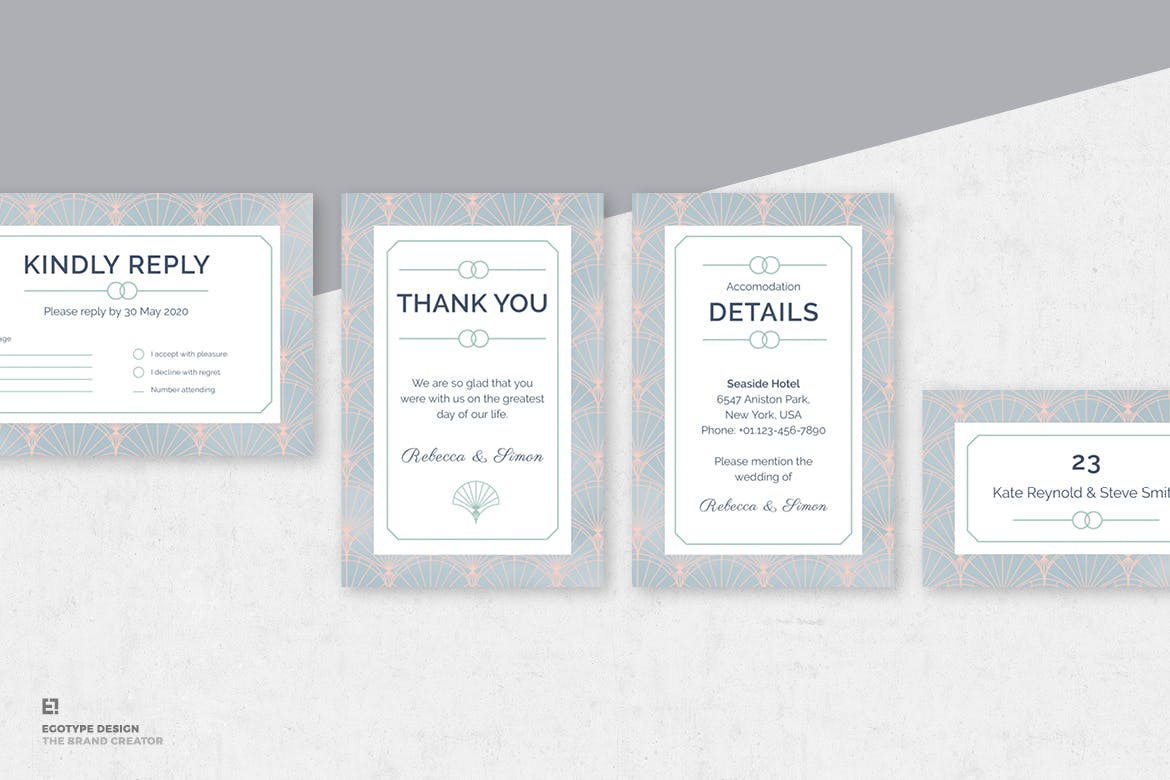 淡雅风格装饰边框婚礼邀请设计素材包 Wedding Invitation插图(5)