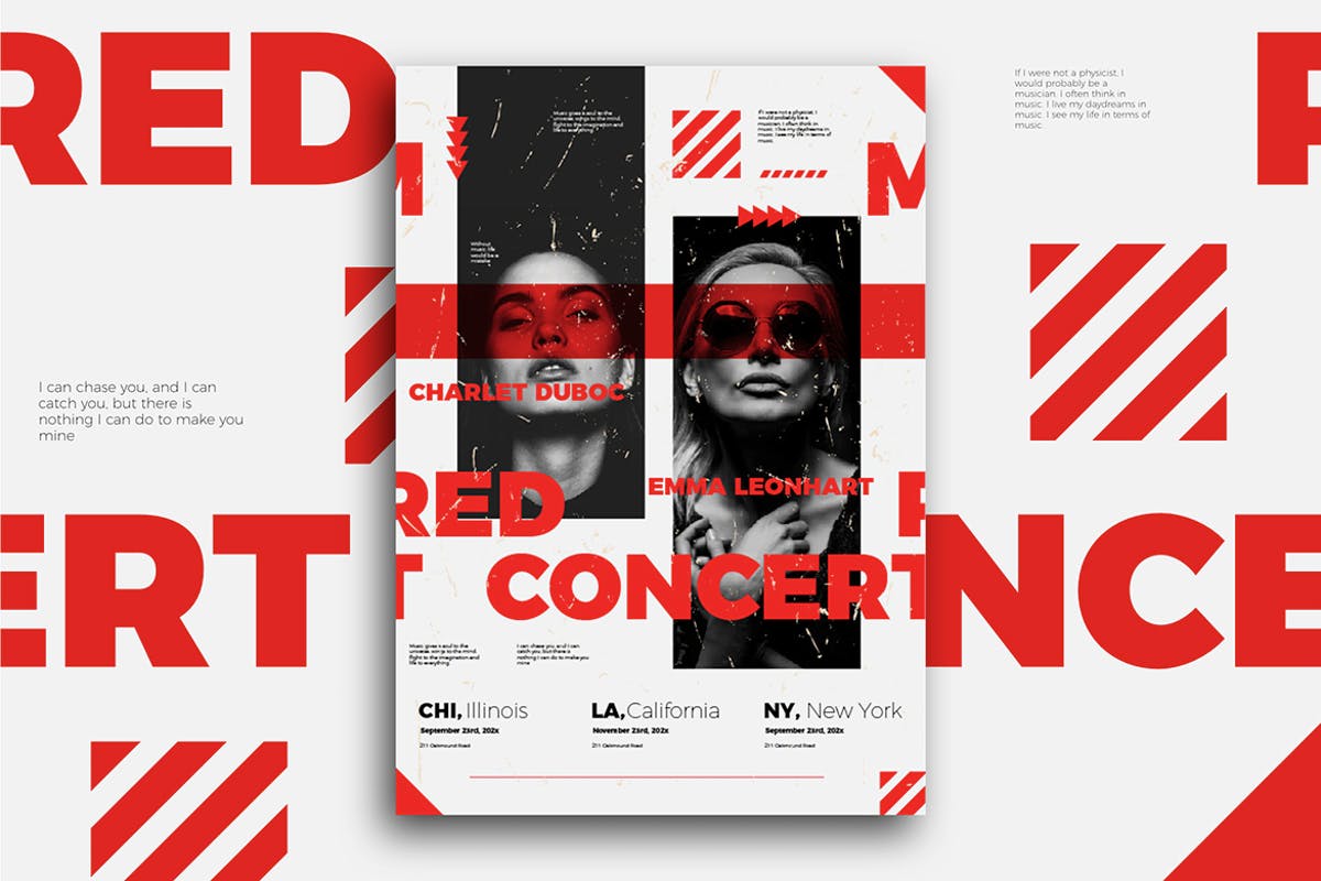 独奏歌手演唱会人物海报传单设计模板 Solo singer Flyer插图