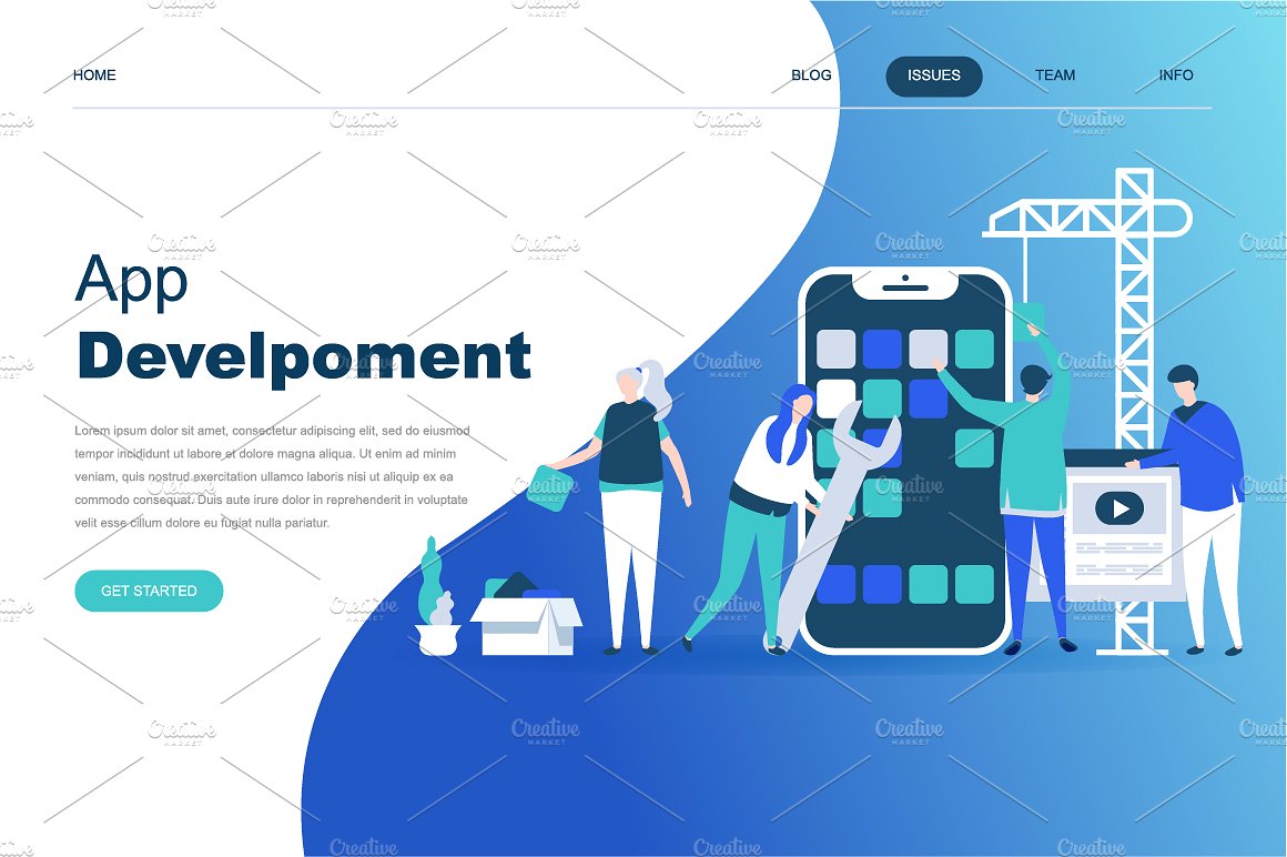 现代化平面设计着陆页模板 Flat Design Landing Page Templates插图(4)