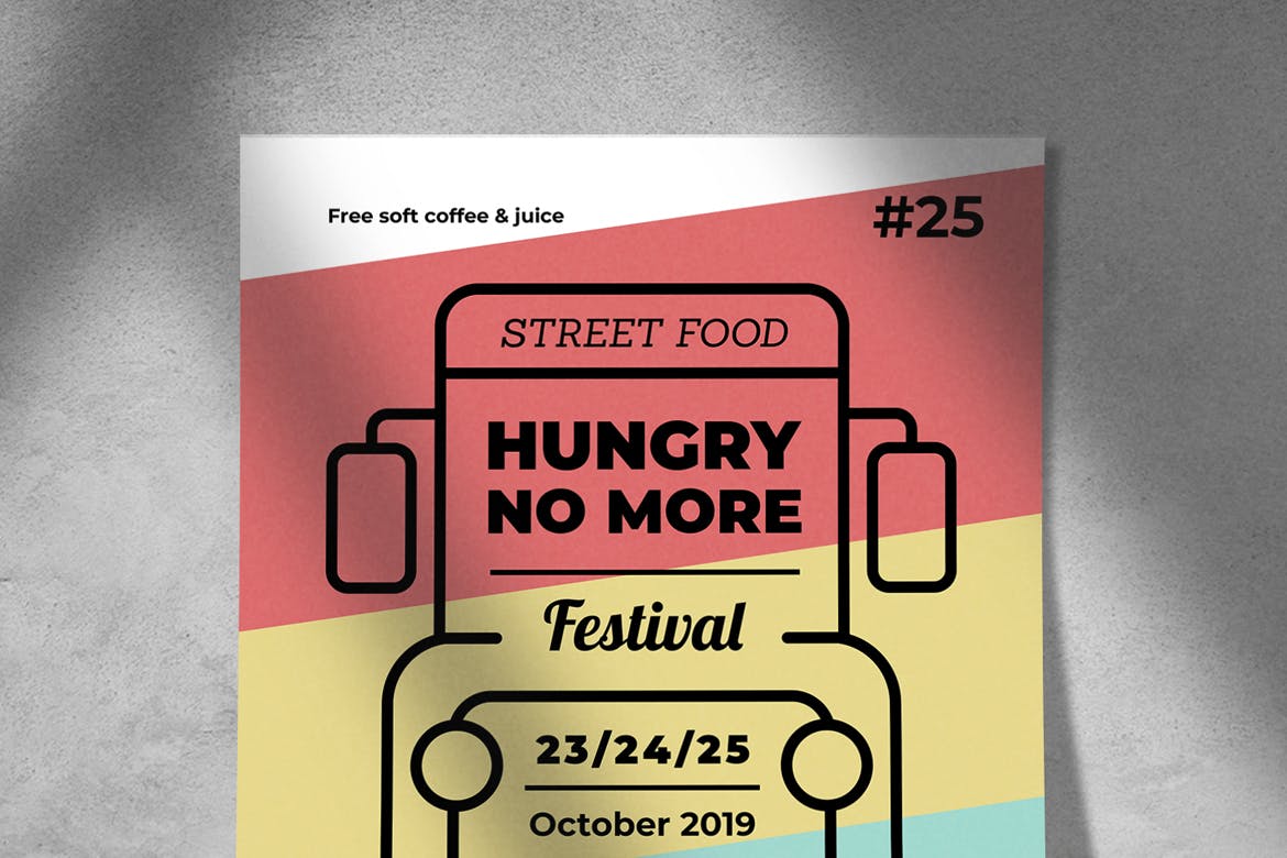 快餐卡美食节复古广告海报设计模板 Food Truck Flyer Retro插图(2)