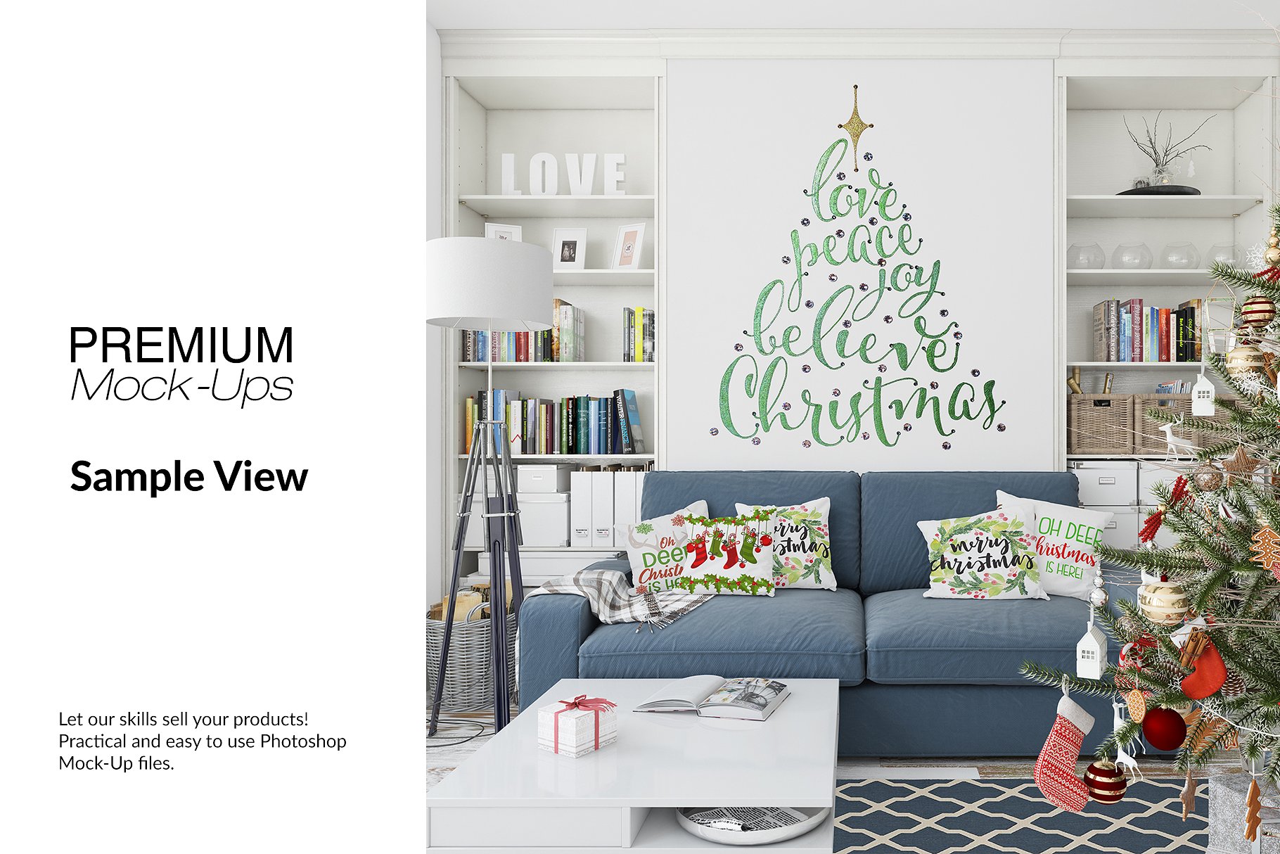 圣诞节客厅装饰展示样机套装 Christmas Living Room Set [psd,jpg]插图(7)