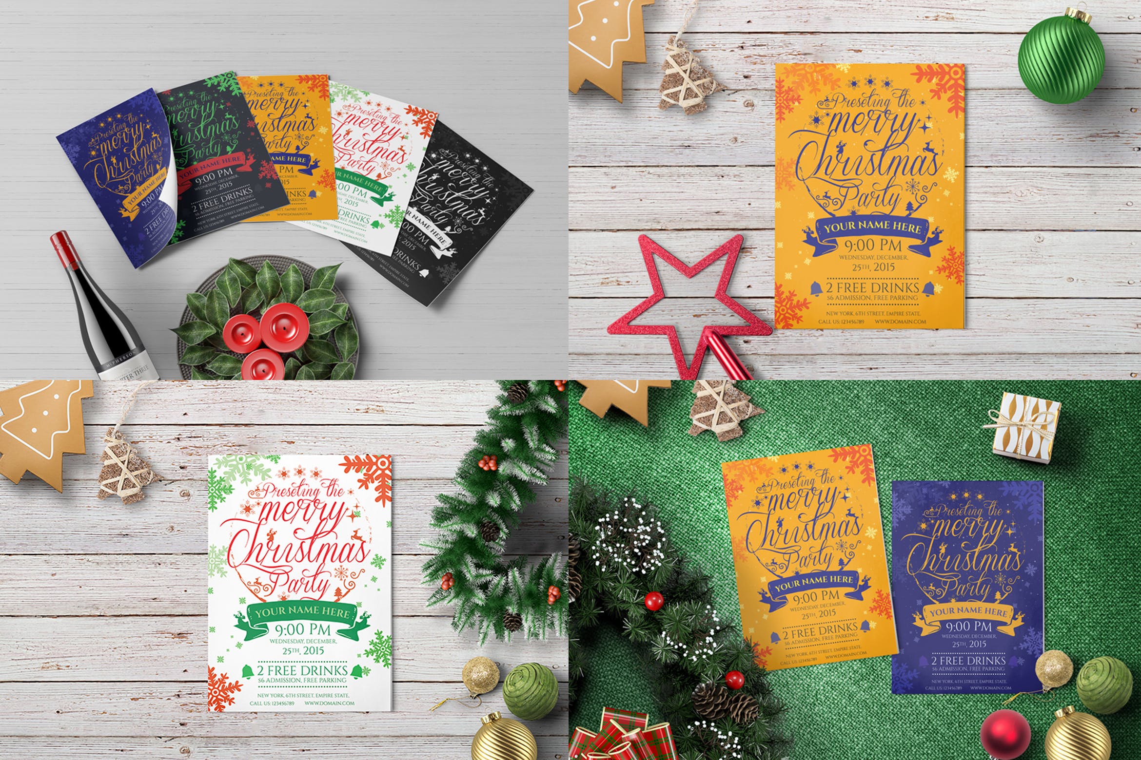 圣诞节活动邀请海报传单设计模板v03 Christmas Party – Flyer Template 03插图
