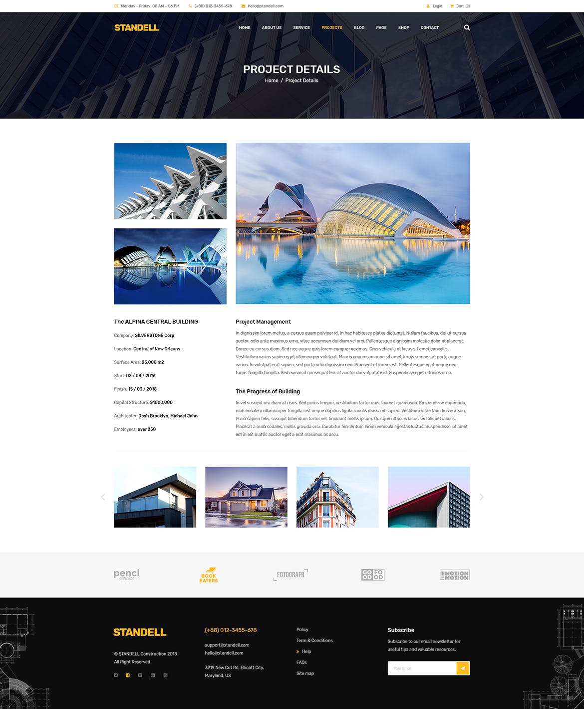 建筑基建工程公司网站设计PSD模板 Standell | Multipurpose Construction PSD Template插图(11)