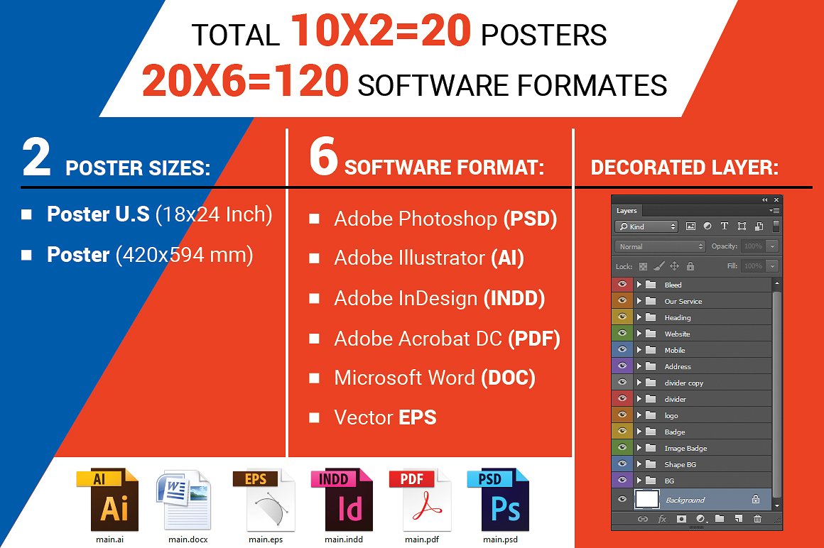 10款酒店宣传海报模板合辑下载 10 Hotel Poster Bundle [ai,psd,indd]插图(2)