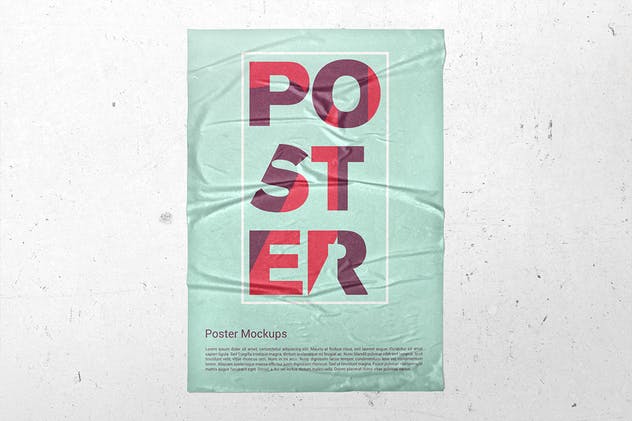 胶合效果广告海报设计样机 Poster Glued Effect Mockups插图(2)