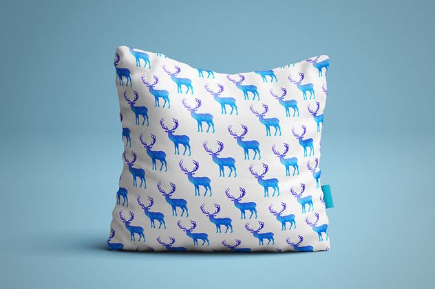 蓝色水彩动物剪影素材 Blue Watercolor Animal Silhouettes插图(3)