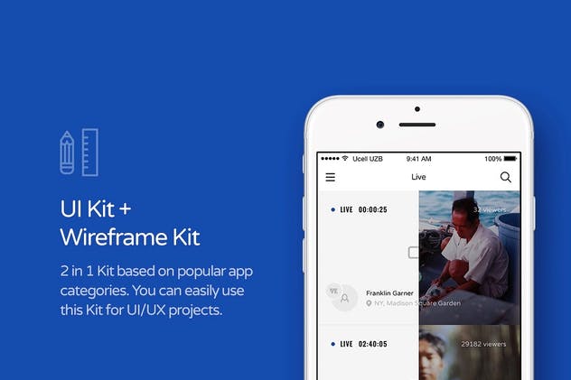 超实用UI/线框图二合一APP应用设计套件 Aware Mobile UI/UX Kit插图(1)
