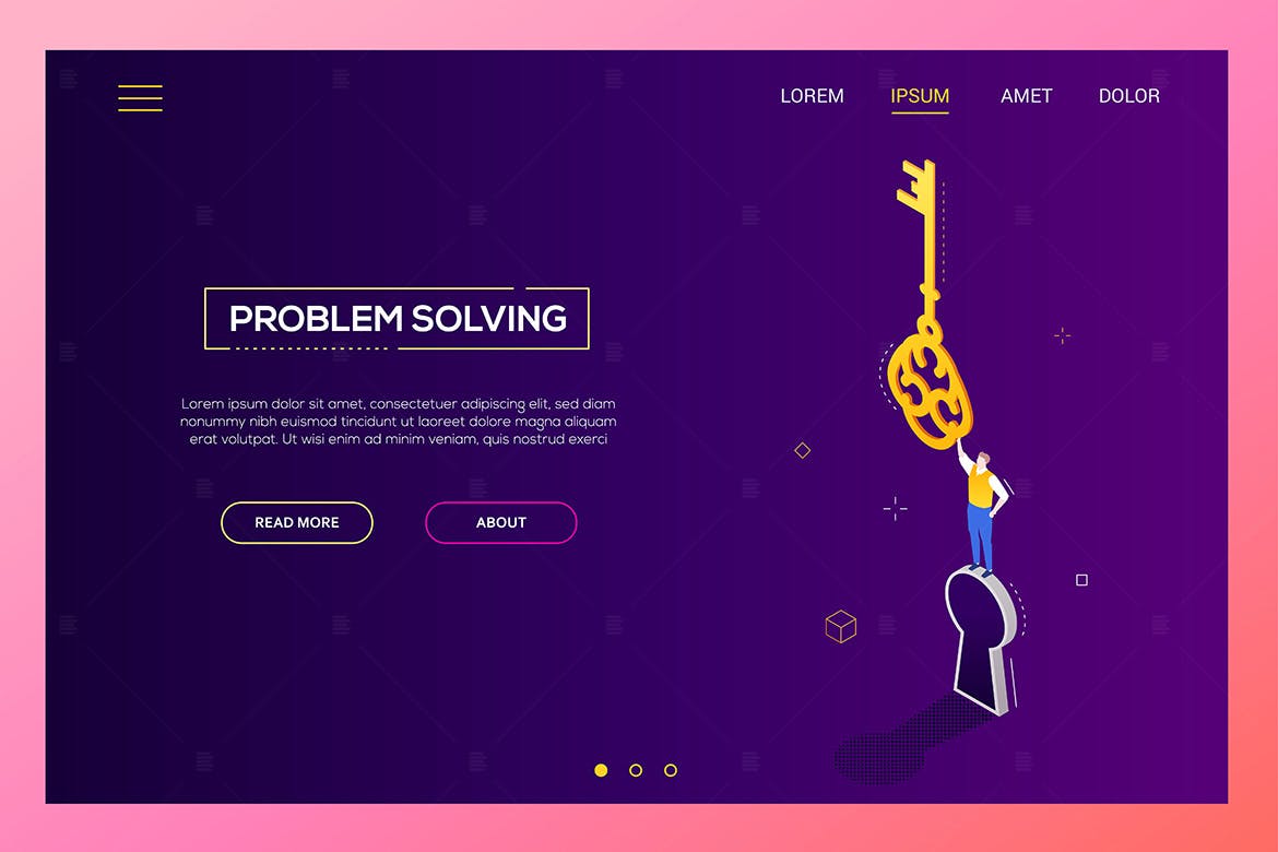 解决问题主题现代等距网页Banner设计插画素材 Problem solving – modern isometric web banner插图(1)