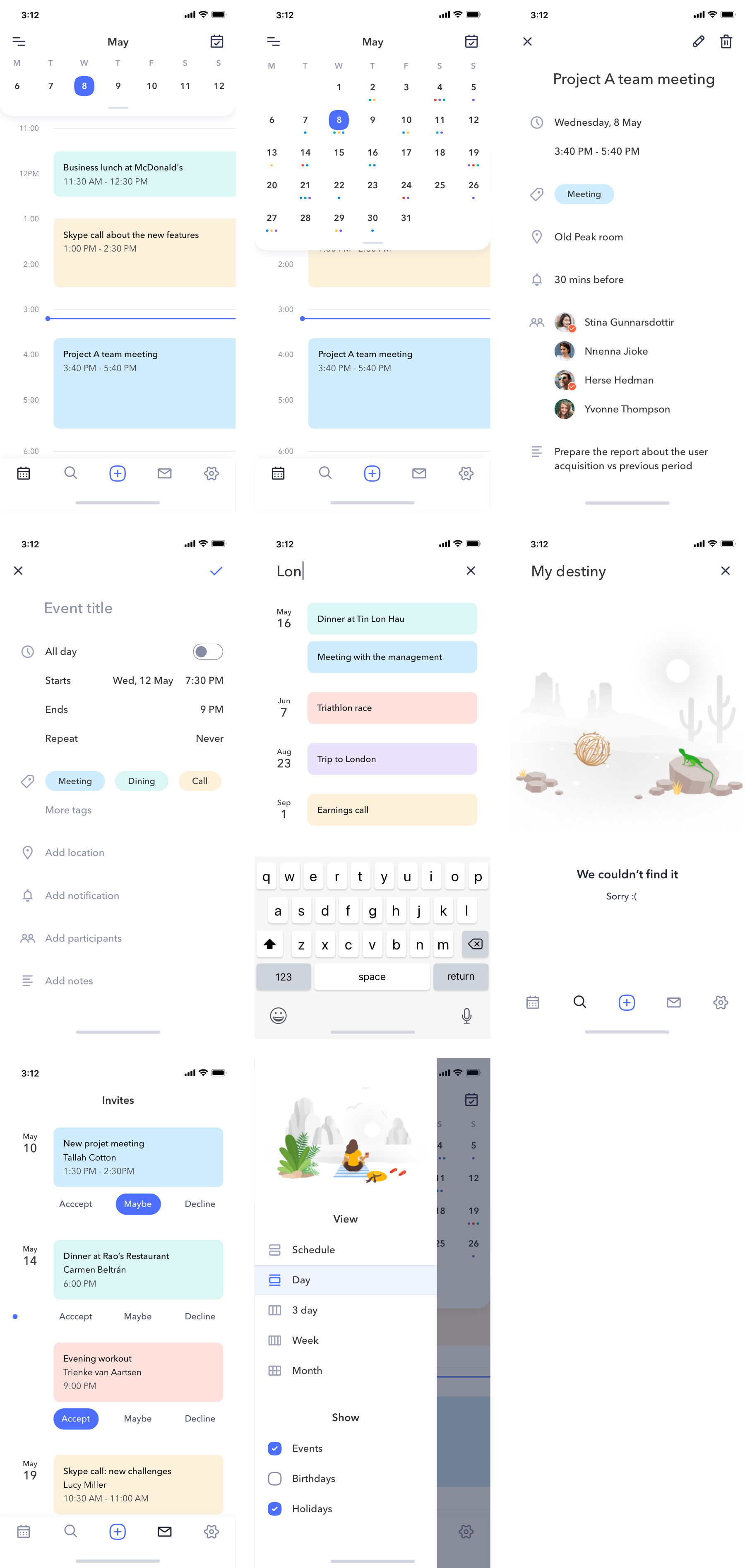 iOS 简约日历应用界面