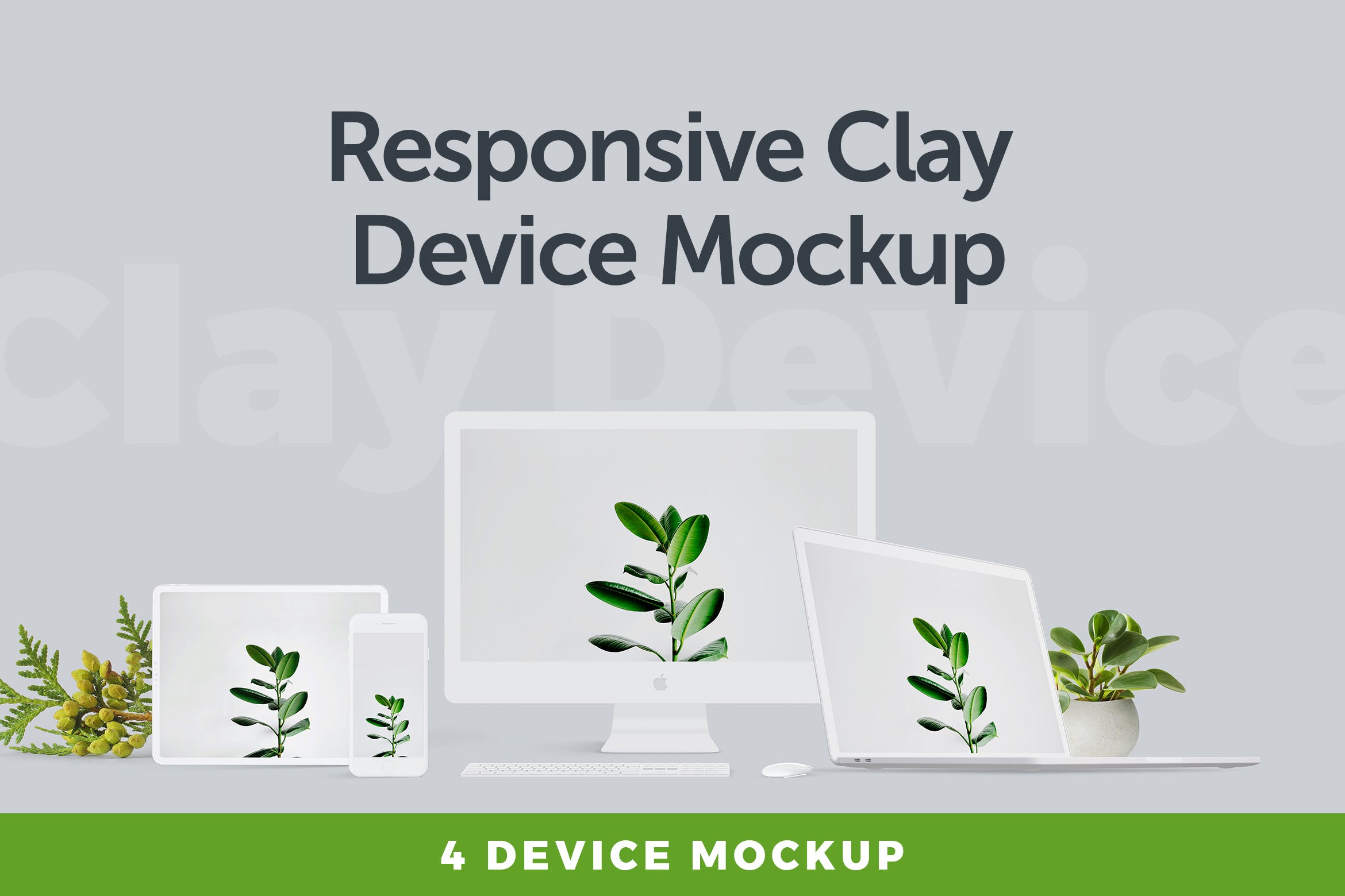 响应式网页设计效果预览设备素材库精选样机 Responsive Clay Device Mockup 3.0插图