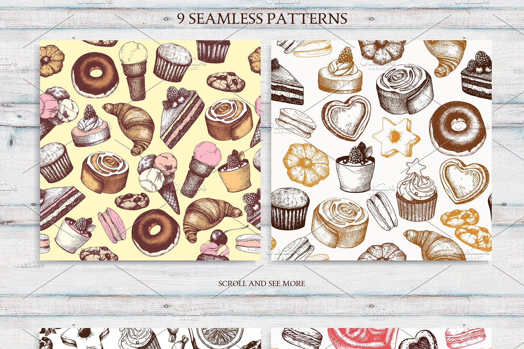 复古面包店手绘素描插画素材合集 Vintage Bakery Menu Designs & Sketch插图(3)