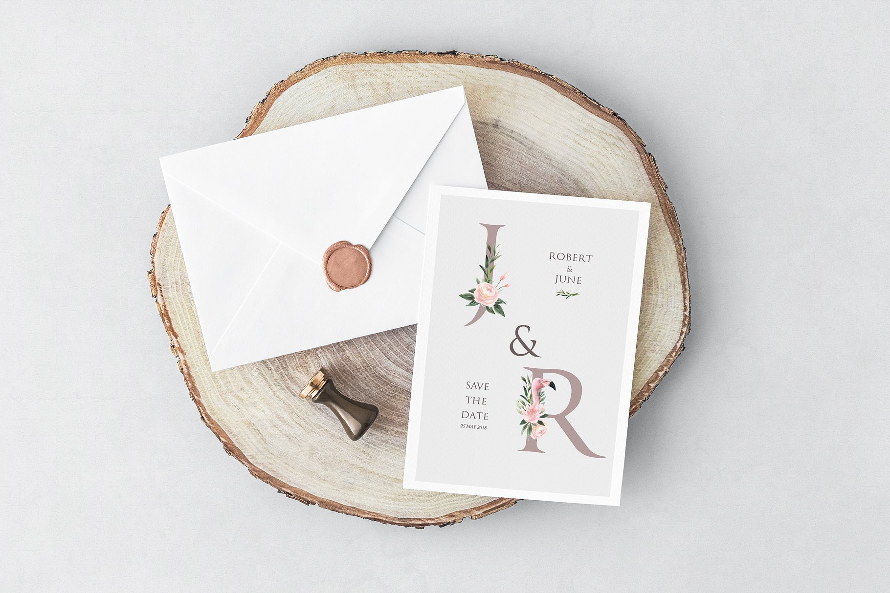 火烈鸟与鲜花矢量水彩插画 Watercolor Flamingo & Flowers插图(12)