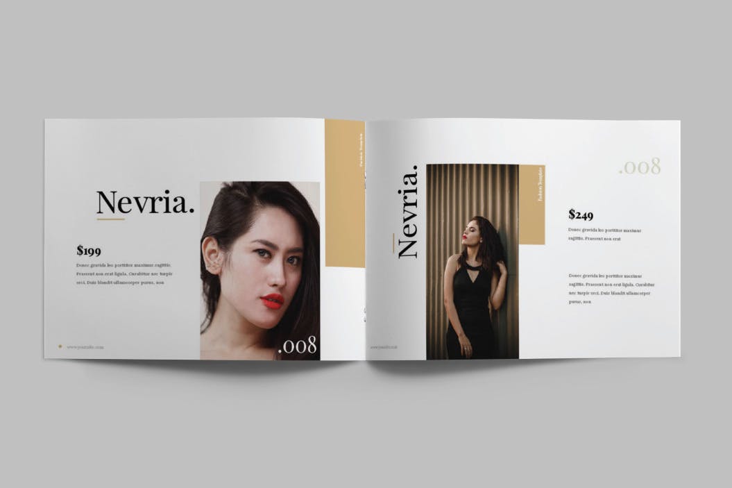 A5横版产品目录Lookbook设计InDesign模板 NEVRIA – A5 Landscape Lookbook template插图(4)