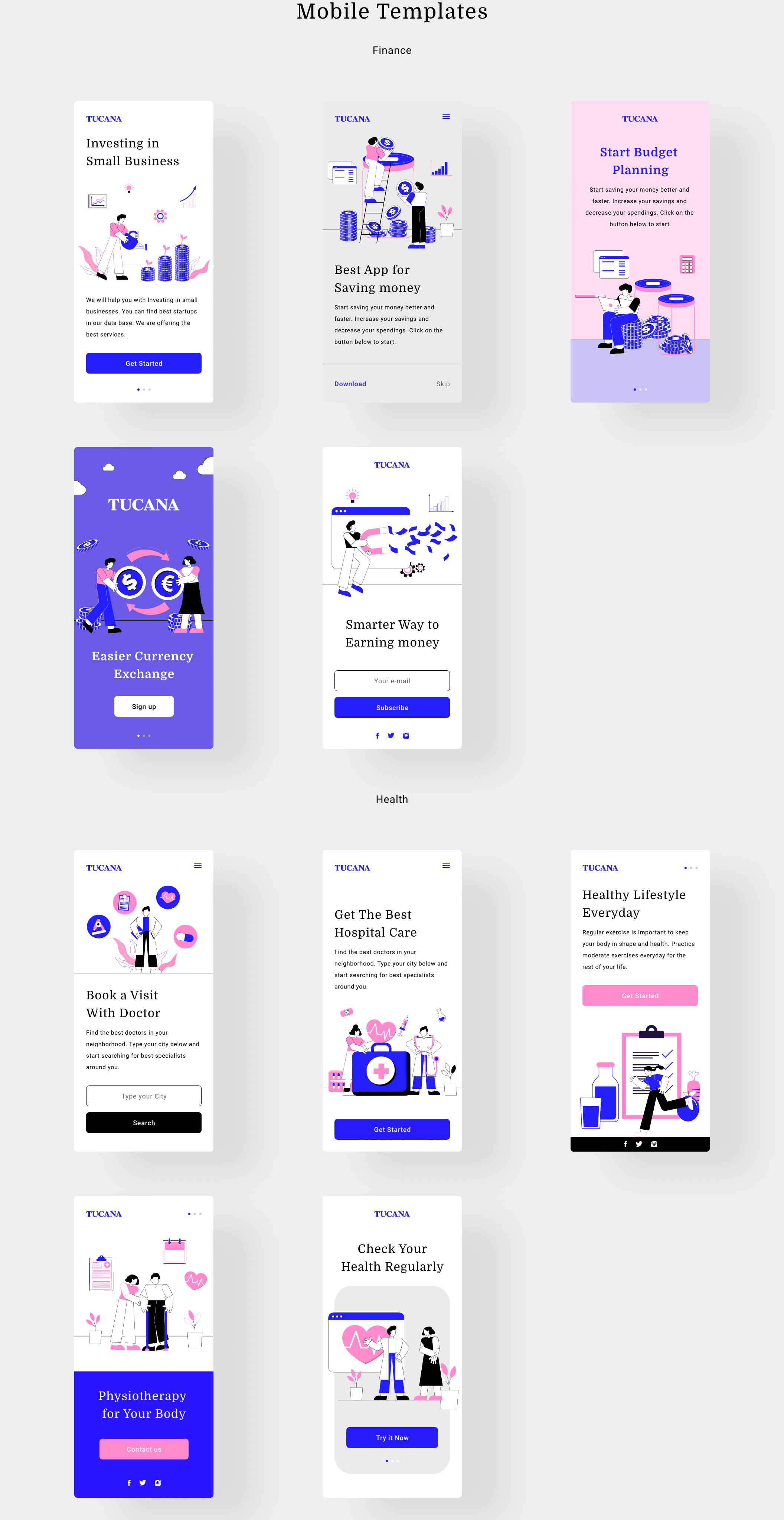 素材库下午茶：现代和时尚的插画包+UI模板套装插图(9)