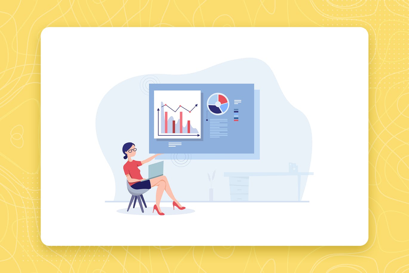 数据分析主题扁平设计风格矢量概念插画 Data Analysis flat vector illustration concept插图