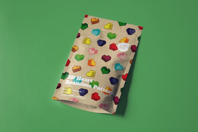 复古数码风格3D心形图形无缝图案纹理 3D Heart Seamless Patterns插图(3)