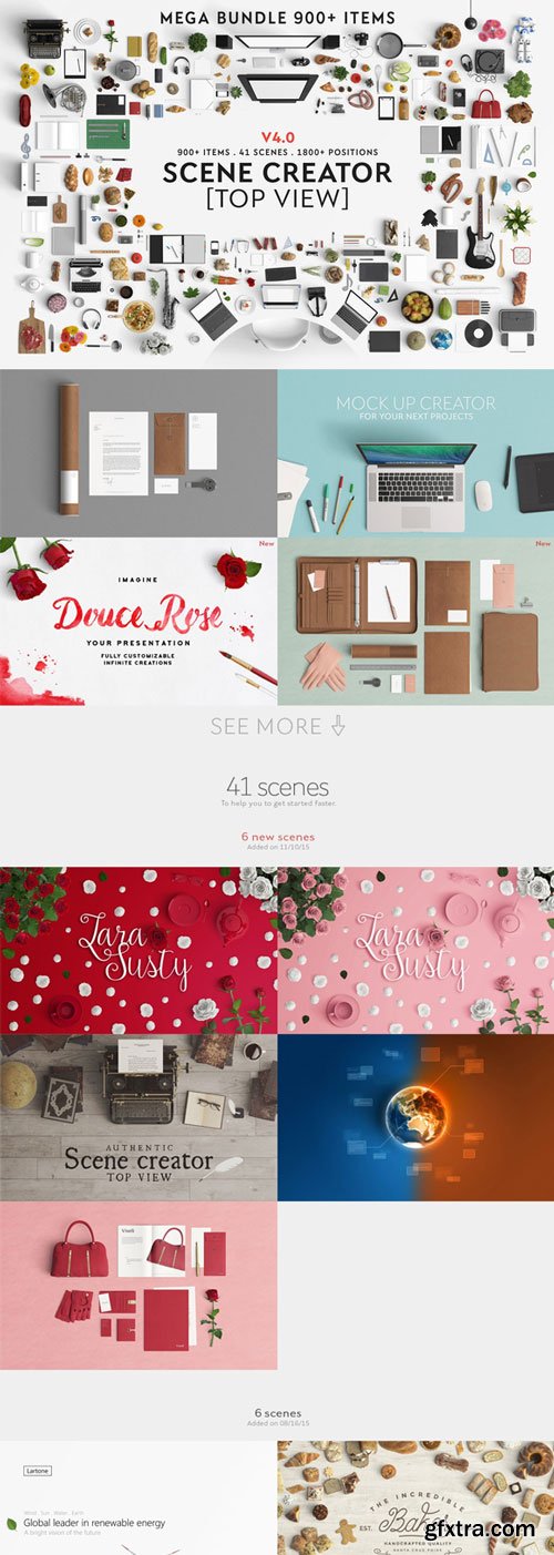 展示场景kit:顶部视角的展示场景(Mockups)素材工具包下载[PSD,20GB]