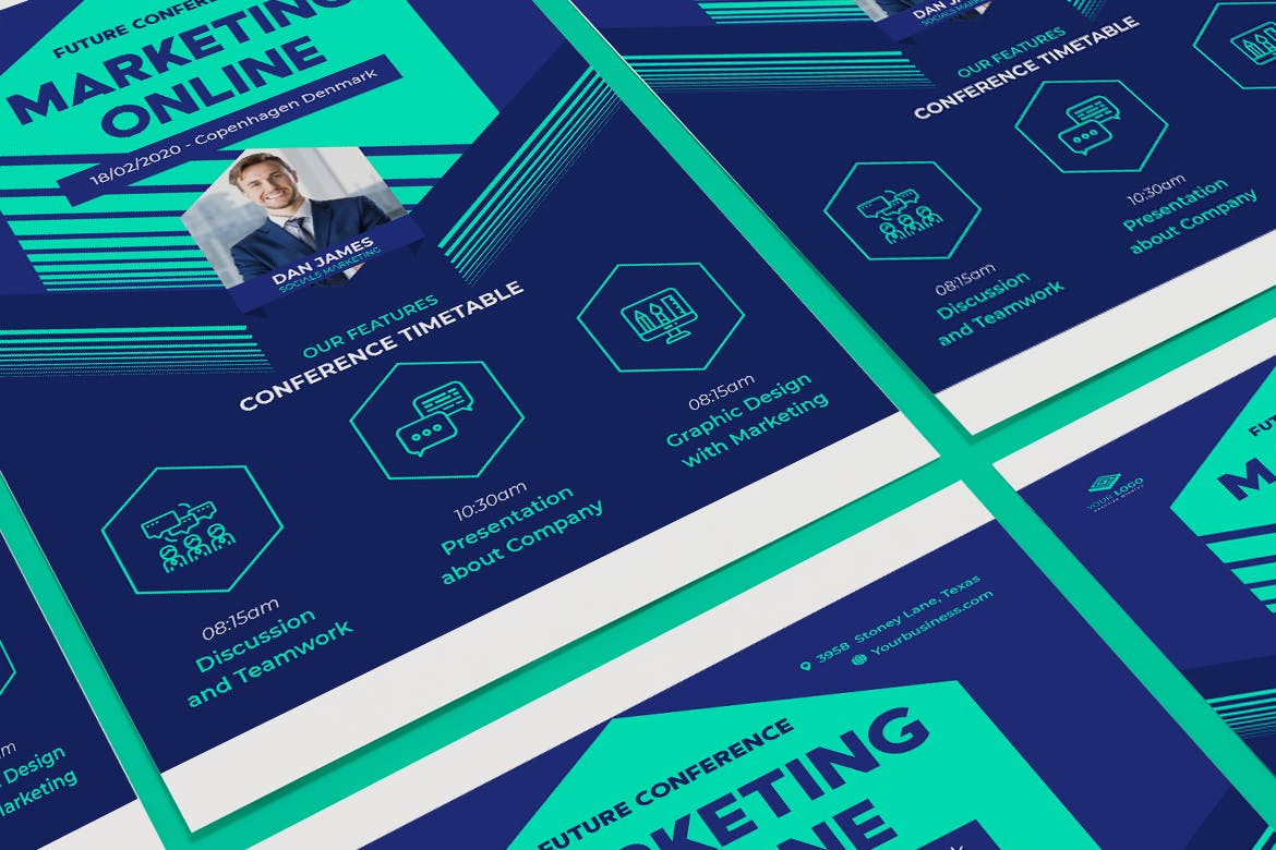 活动/会议/讲座宣传海报PSD素材素材库精选模板 Event Conference Poster Illustrator Template插图(1)