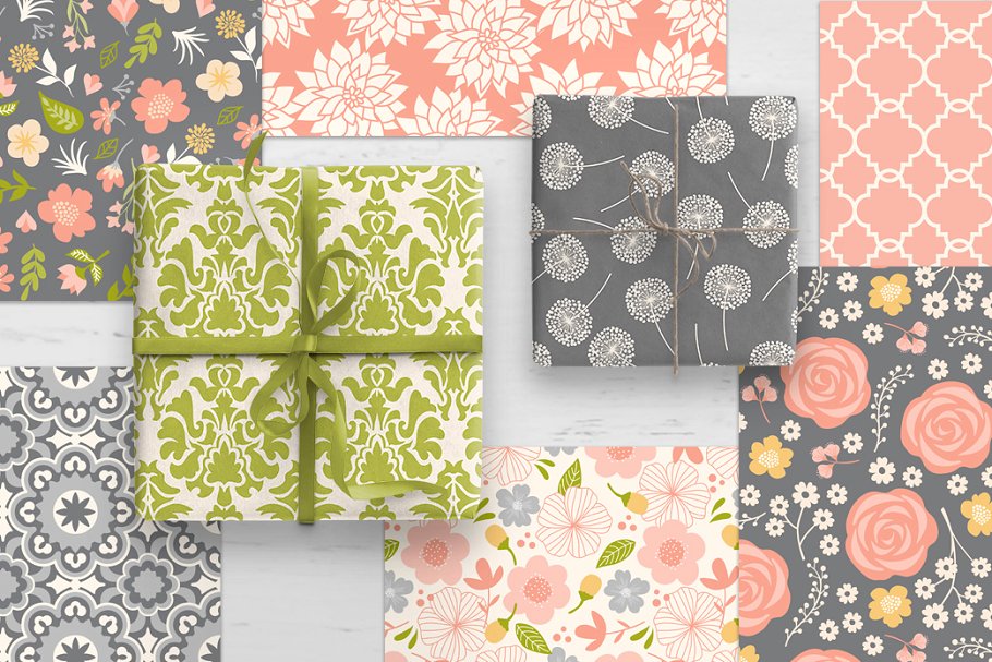 古典花卉&几何图案纹理 Vintage Floral & Geometric Patterns插图(1)