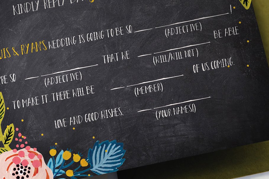 雅黑格调花卉婚礼设计套件 Black Floral Wedding Suite插图(2)