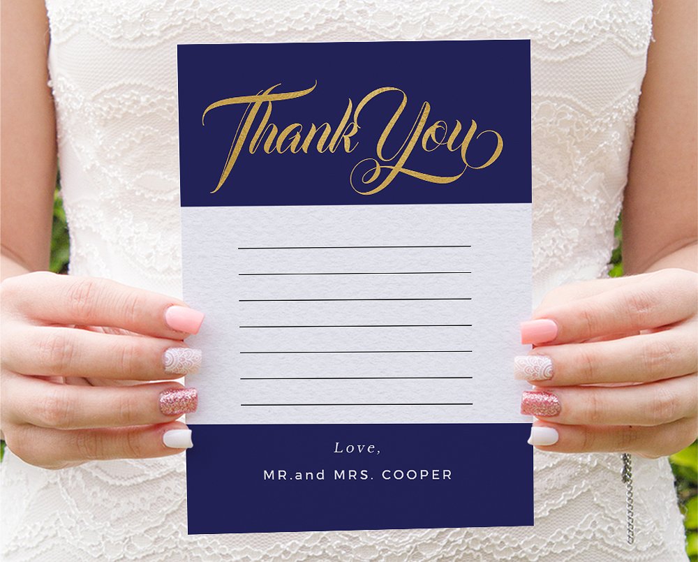 现代风格金蓝配色婚礼邀请函模板集 Modern gold blue calligraphy invites插图(6)