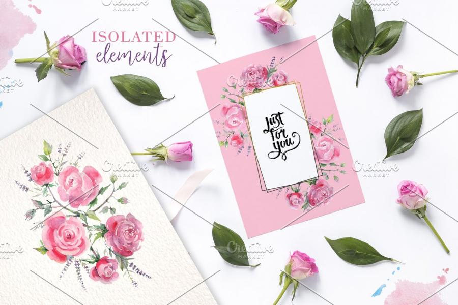 玫瑰&薰衣草花卉剪贴画素材合集插图(5)