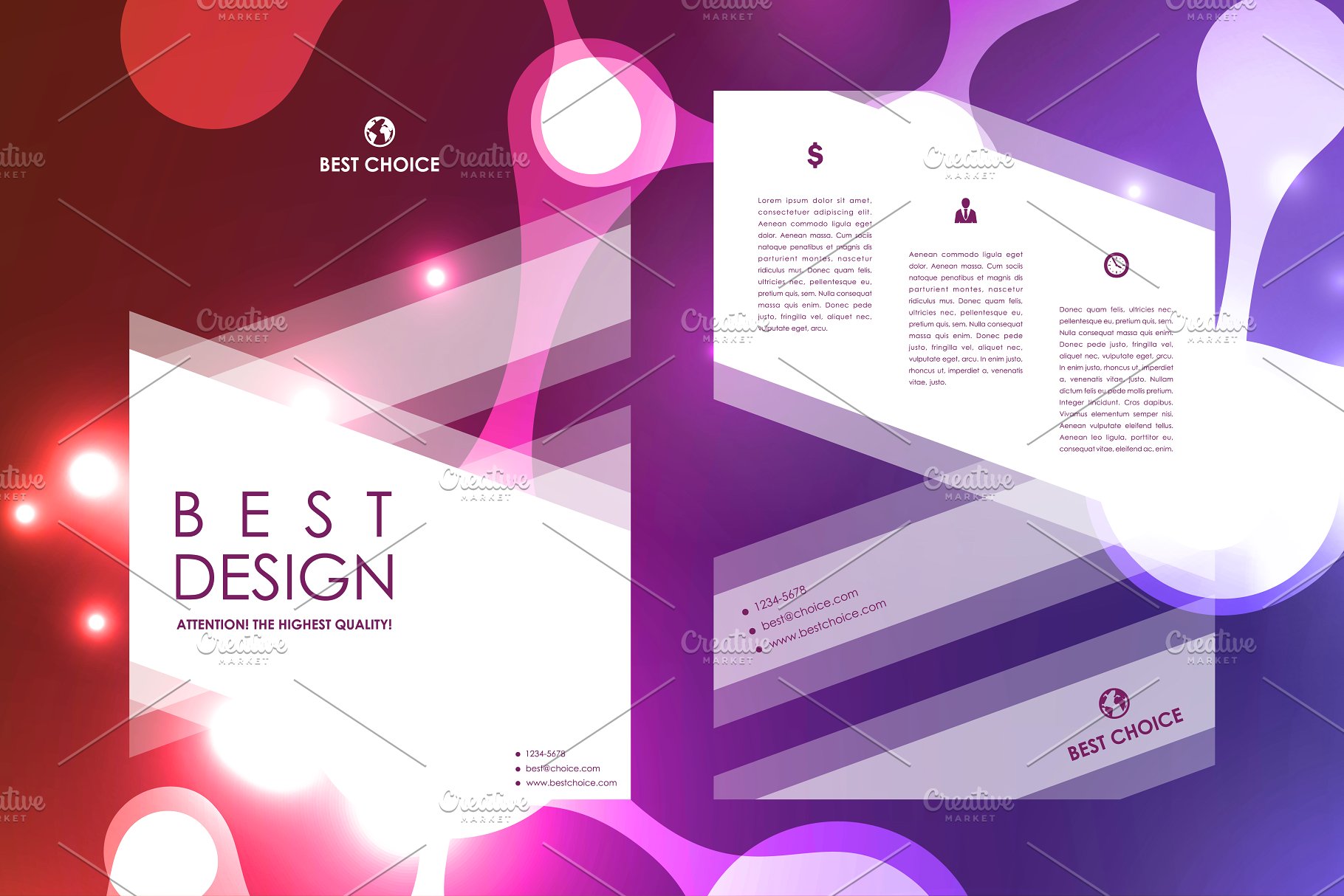 荧光DNA链条抽象图形画册模板 Set of Beautiful Brochures插图(14)