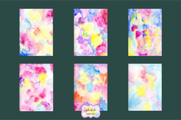 彩色彩虹色水彩纹理图案设计素材 Watercolor colorful texture, pattern插图(1)