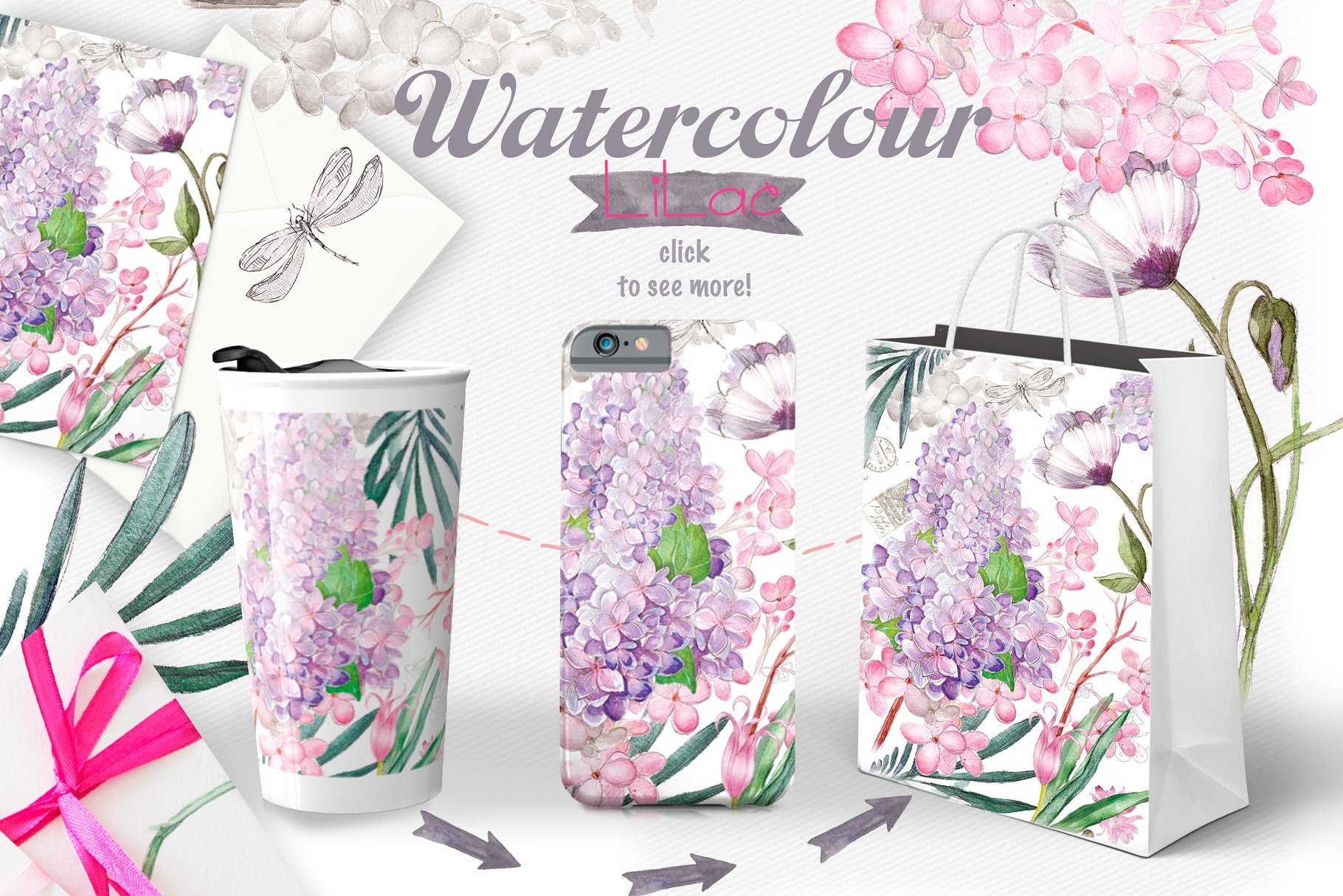 丁香花水彩手绘插图 "lilac"插图(1)