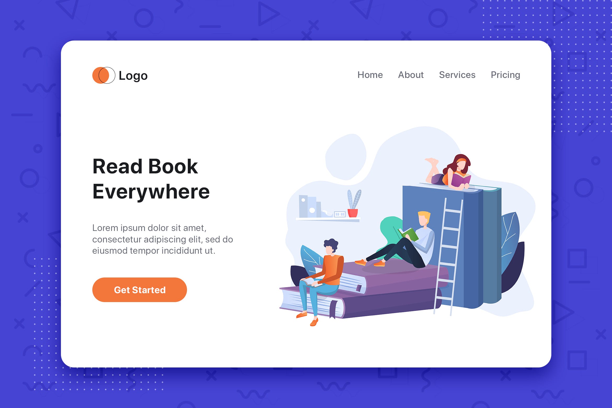 阅读主题网站首页设计概念插画 People who love to Read. Reading Books concept.插图