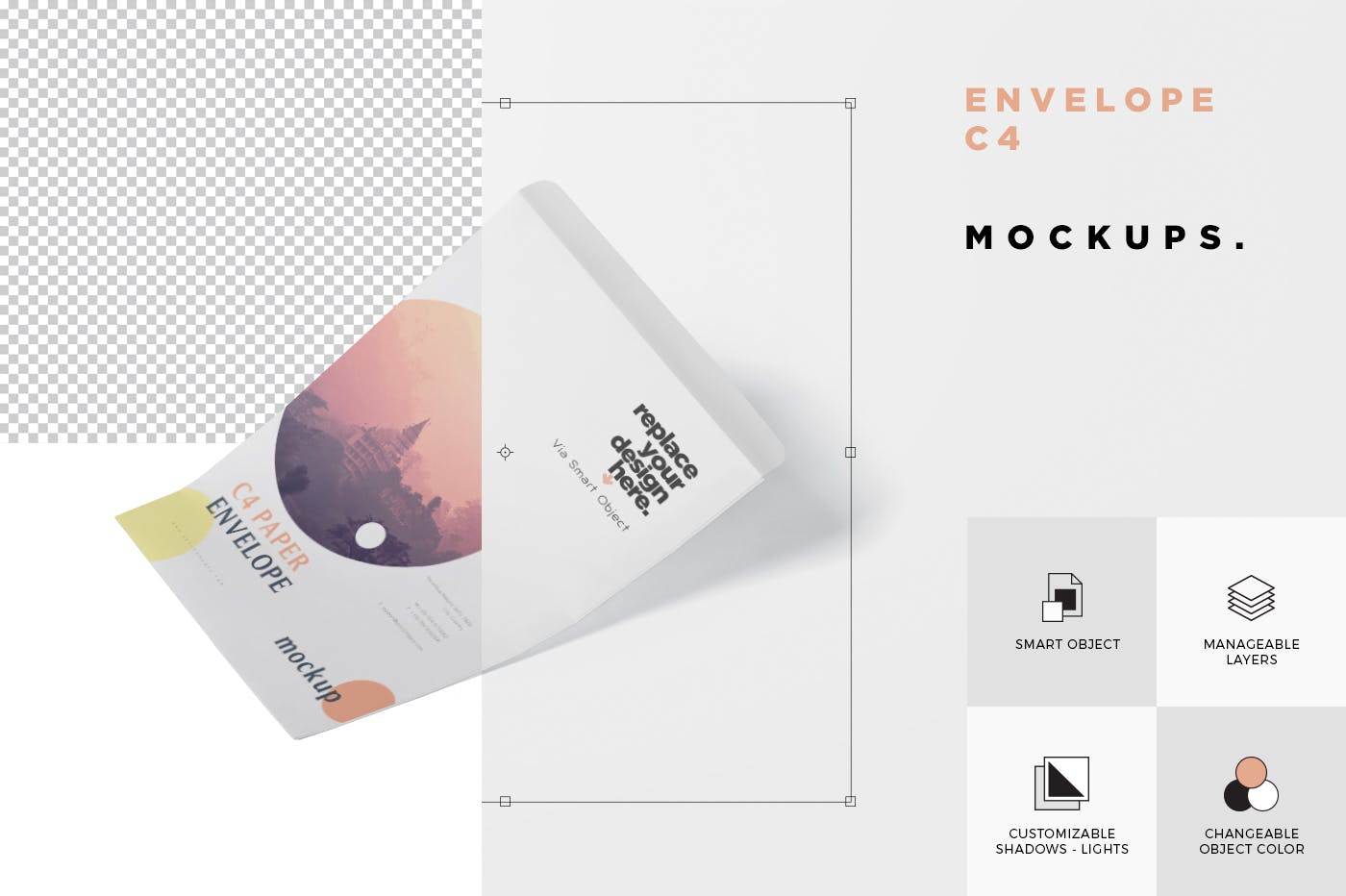 C4尺寸规格企业高端信封设计图素材库精选 Envelope C4 Mock-Up Set插图(6)