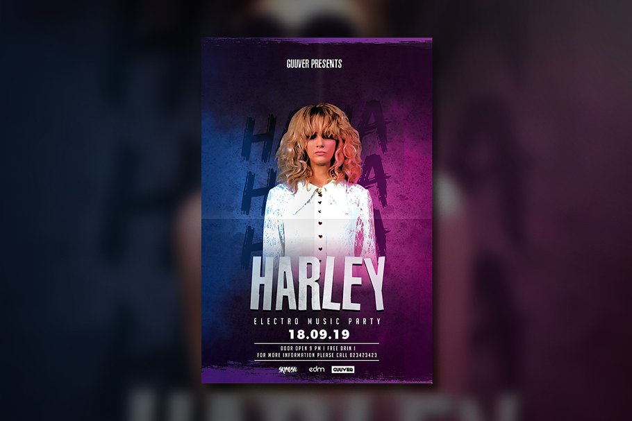 电子音乐派对海报传单模板  Electro Squad Party插图(1)