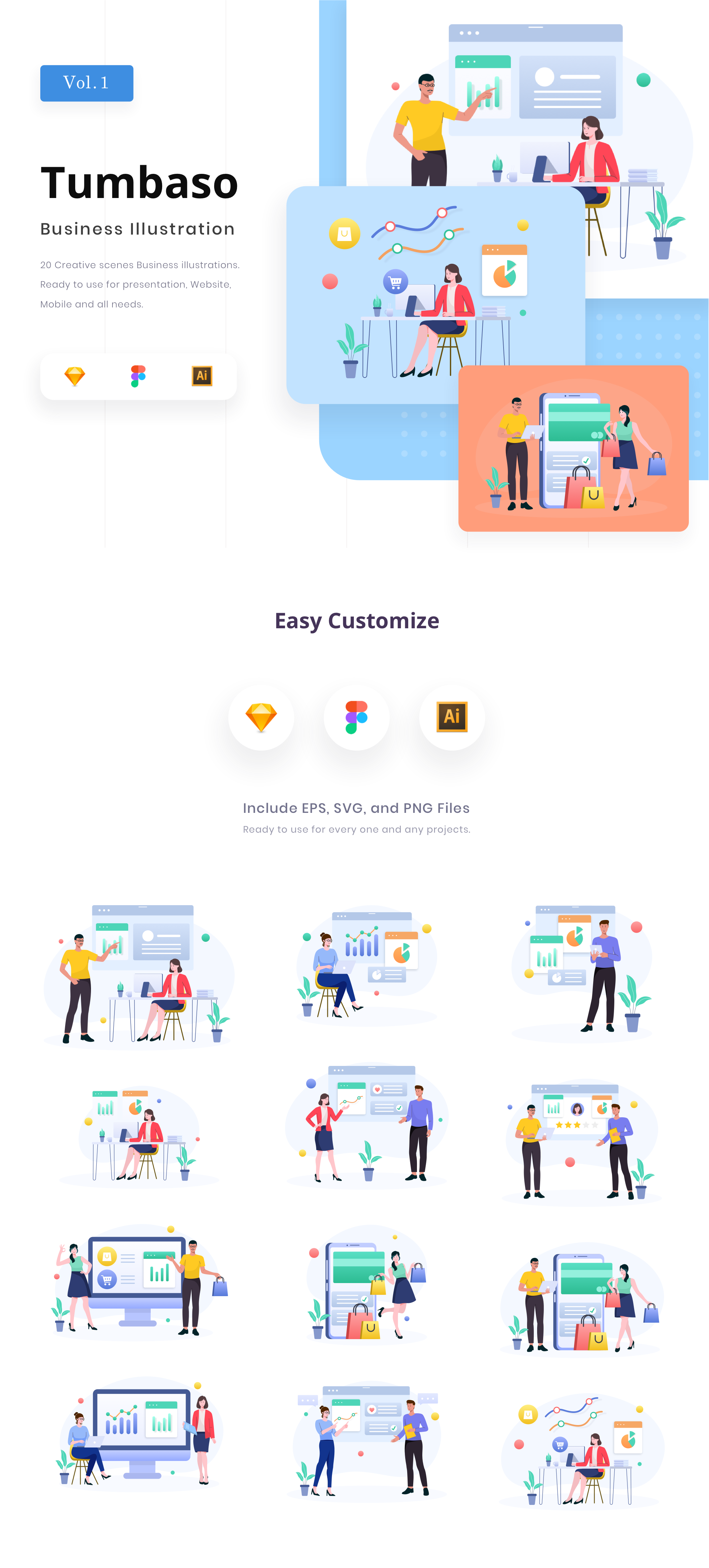 素材库下午茶:20个创意场景商业插画网站设计素材插图