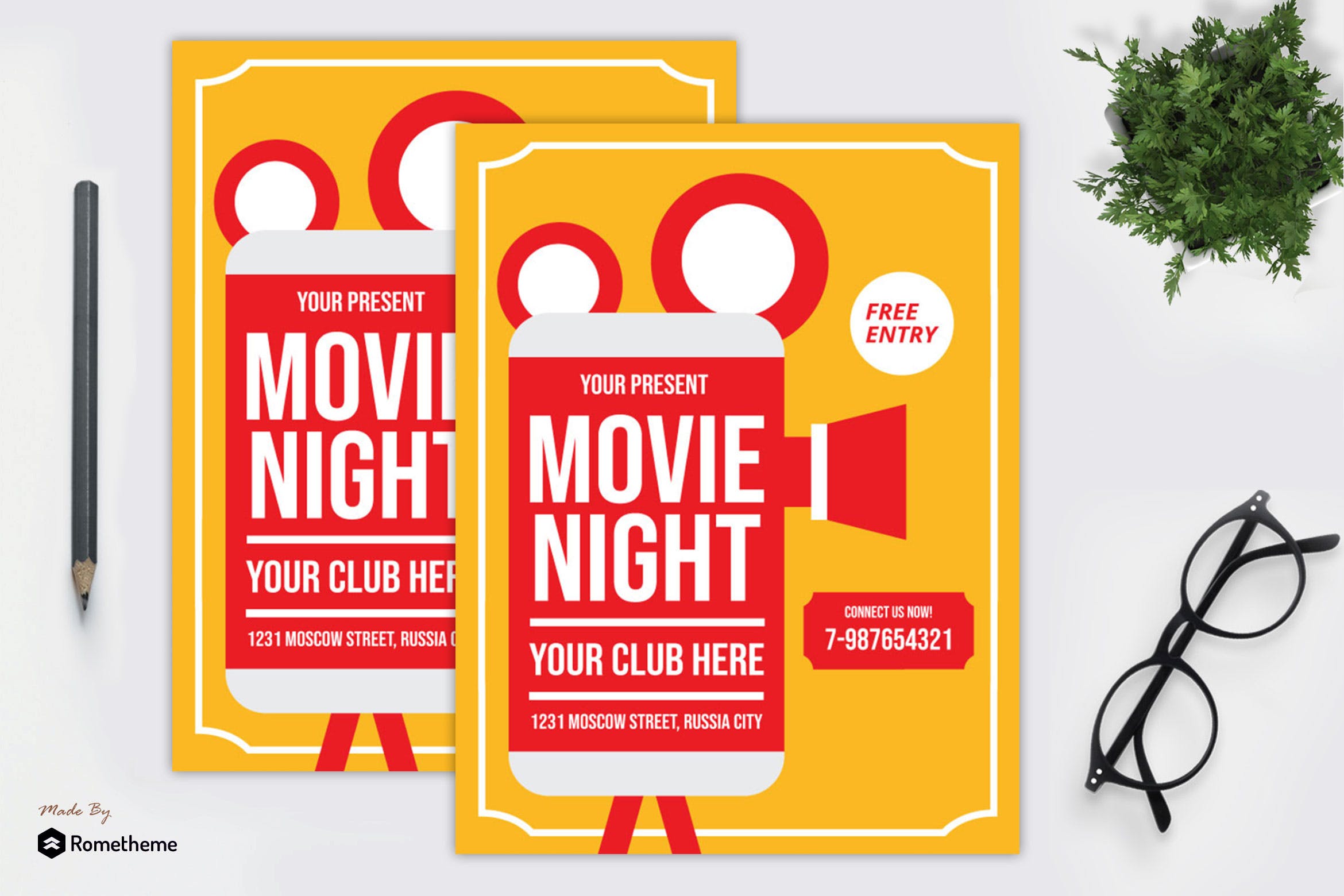 电影之夜活动海报传单素材库精选PSD模板v3 Movie Night Flyer vol. 03 MR插图