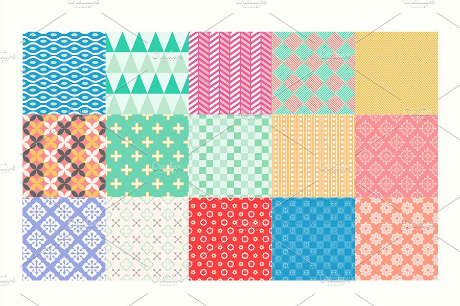 多边几何叠加图形礼品包装纸张设计纹理 Shapes Seamless Patterns插图(2)