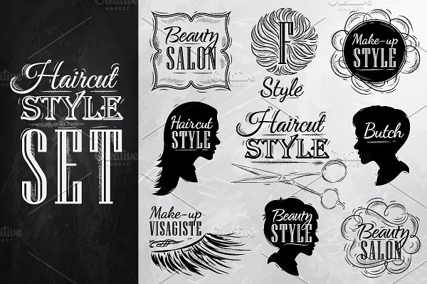 美容美发复古风格素材 Beauty salon插图(1)